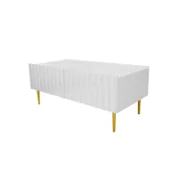 ambre - table basse - 120 cm - style contemporain - best mobilier - blanc et doré