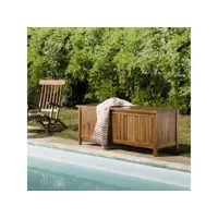 hanna - coffre de jardin piscine en bois teck huilé 165x55cm