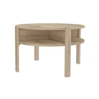 table d'appoint ronde d. 74 cm 4 rangements décor bois clair - rozaly