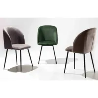 chaise avec accoudoir moderne velours et métal noir markaly-couleur gris foncé