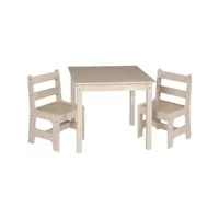 1 table et 2 chaises enfant en mdf.60x60x55cm.nature