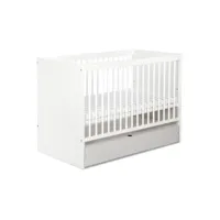 dalia lit bébé enfant avec barreaux amovibles et sommier réglable blanc 120x60 + tiroir