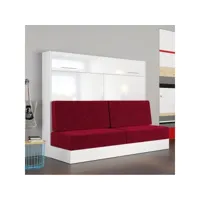 armoire lit escamotable vertigo sofa façade blanc brillant canapé rouge couchage 160*200 cm 20100991046
