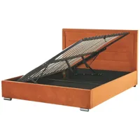 lit avec coffre en velours orange foncé 180 x 200 cm rouen 308499