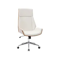 fauteuil de bureau breda en similicuir coque de siège en bois , noyer / blanc