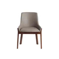 chaise rembourrée en simili cuir  et structure en bois couleur noyer