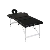 vidaxl table pliable de massage noir 3 zones avec cadre en aluminium 110092