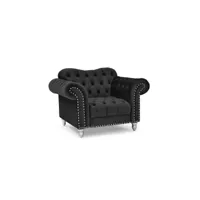 rosalia - fauteuil chesterfield en velours noir pieds argentés rosalia-1-vel-noi