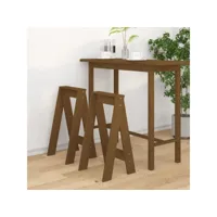 tabourets lot de 2 - chaises fauteuil de bar marron miel 40x40x75 cm bois massif de pin meuble pro frco29095