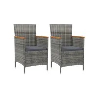 lot de 2 chaises  chaises de salle à manger chaise de jardin  résine tressée gris meuble pro frco65767