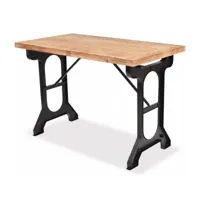 table de cuisine pin massif clair et pieds métal noir posu 122 cm