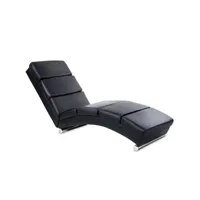 chaise longue transat fauteuil de relaxation en synthétique noir helloshop26 1701003