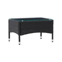 table basse table de salon  bout de canapé noir 60x40x36 cm résine tressée meuble pro frco10634