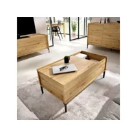 table basse cuna, porte-revues de salon avec compartiment de rangement, table basse, 99x60h41 cm, chêne nodi 8052773872676