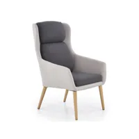 fauteuil gris clair et gris foncé rembourré avec pieds en bois de caoutchouc clermont 299