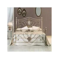 lit double en fer avec pied de lit ivoire antiquariato leopardi 170x212x h126 cm