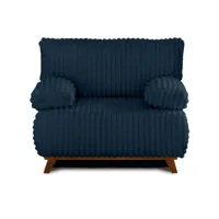 cristal - fauteuil - convertible avec coffre - en velours côtelé grosses côtes - best mobilier - bleu