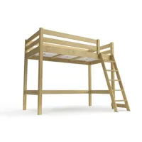 lit mi-hauteur abc 90x200 bois avec échelle inclinée 90x200  miel hautabc-m