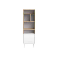 bibliothèque en bois blanc avec placard et niche de rangement - bi6005
