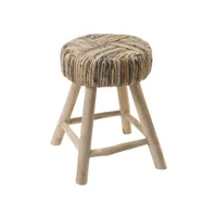 tabouret-table d'appoint artisanal en bois de teck et tressage - tresa 66282126