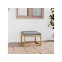 repose-pied de jardin, tabouret pouf, tabouret bas avec coussin bois imprégné de vert lqf91408 meuble pro