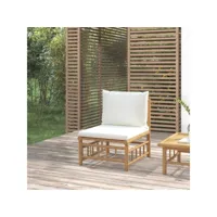 canapé central de jardin canapé relax - banc de jardin avec coussins blanc crème bambou meuble pro frco41516