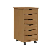 armoire roulante avec tiroirs moss bois de pin marron miel