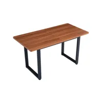 table de salle à manger effet bois nature pieds noir 140*70cm