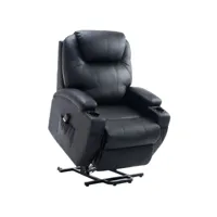 fauteuil releveur électrique fauteuil de relaxation inclinable repose-pied relevable grand confort télécommande revêtement synthétique noir