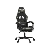 vidaxl chaise de jeu pivotante repose-pied noir camouflage similicuir