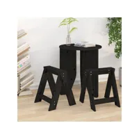 tabourets lot de 2 - chaises fauteuil de bar noir 40x40x45 cm bois massif de pin meuble pro frco71436
