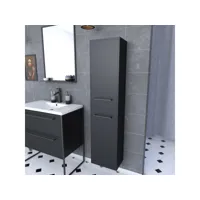 colonne de salle de bain noir 30x35x150 cm avec 2 portes et poignées noir mat - structura f050