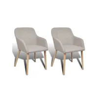 lot de 2 chaises de salle à manger avec accoudoir en chêne en tissu gris clair helloshop26 1902062