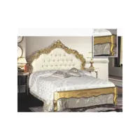lit double en bois avec tête et pied de lit sculptés 172x200xh.170 cm