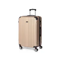 valise grande taille 73cm, valise de voyage, rigide e légère abs valise de voyage à roulettes valises, 4 doubles roues, 48x28x73cm, champagne