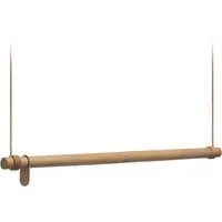 linddna - lave-linge swing portemanteau suspendu l (110 cm), chêne naturel / cuir naturel