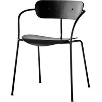 & tradition - chaise avec accoudoirs pavilion, cadre noir / chêne laqué noir