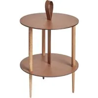 linddna - strap table d'appoint, ø 38 x h 46 cm, chêne naturel / taureau naturel