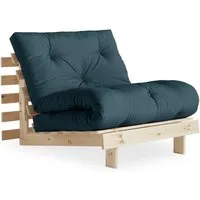 karup design - roots fauteuil-lit 90 cm, pin naturel / bleu pétrole (757)