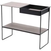 linddna - table console avec plateau, acier noir / bull warm grey