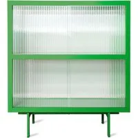 hkliving - armoire avec verre côtelé, vert