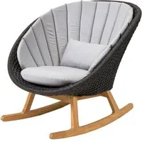 cane-line - peacock chaise à bascule outdoor, teck / gris foncé / gris clair