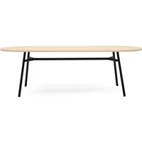 puik - tress table de salle à manger large, 245 x 90 x 75 cm, noir / chêne naturel