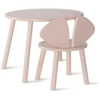 nofred - mouse toddler set (chaise et table), bouleau laqué rose