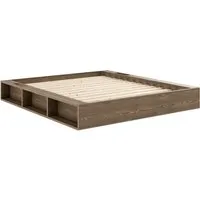 karup design - ziggy cadre de lit avec sommier à lattes et rangement, 160 x 200 cm, pin laqué brun carobe
