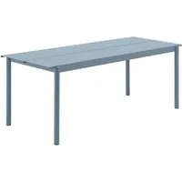 muuto - linear steel outdoor table de jardin, 75 x 200 cm, bleu clair