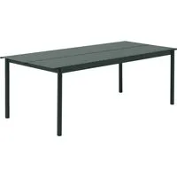 muuto - linear steel outdoor table de jardin, 220 x 90 cm, vert foncé