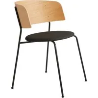 out objekte unserer tage - wagner chaise avec accoudoirs rembourrée, noir / chêne laqué mat / mainline flax (mlf28 anthracite)
