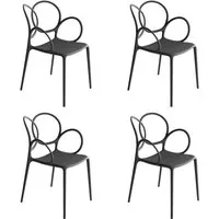 driade - sissi chaise avec accoudoirs outdoor, gris foncé (set de 4)