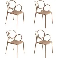 driade - sissi chaise avec accoudoirs outdoor, rose mat (set de 4)